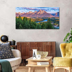 AIYISU Grand Teton Mountain Wall Art Sunset Nature National Park Posters Oxbow - Image 4