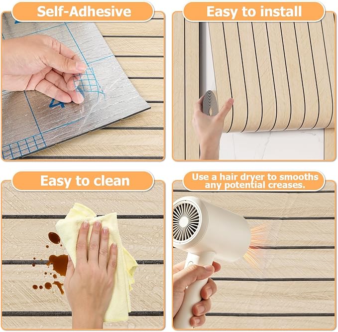 Arthome Peel and Stick Slat Wall Panels 15.7 "x120, Self-Adhesive PVC Wood - Image 6