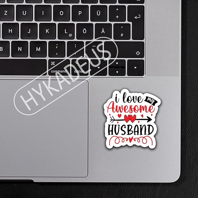 (3Pcs) I Love My Awesome Husband Sticker Gift from Wife to Husband on Father's Day, Wedding Anniversary to Show Love, Waterproof Vinyl Decal for Books Laptops Phones Water Bottles Tumblers, 3" x 2.9"
