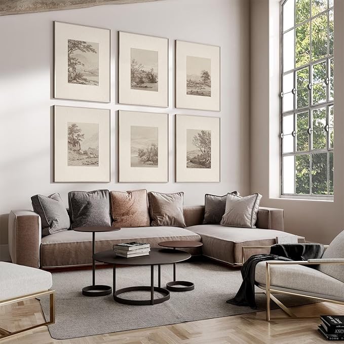 Joocrise Neutral Wall Art Decor Set of 6 Vintage Canvas Wall Art Rustic - Image 4