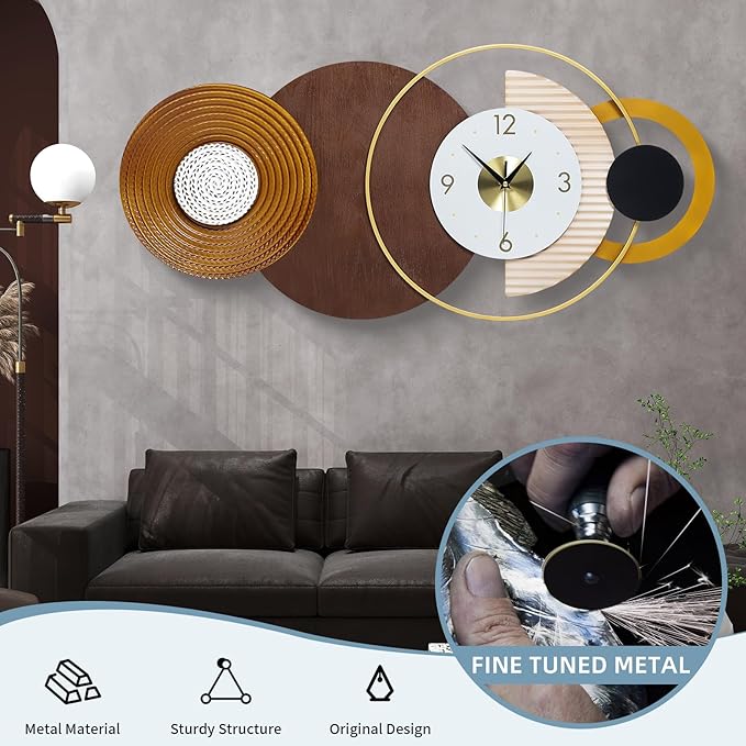 32x16 inch Large Modern Mid-Century Wall Clock - Image 3
