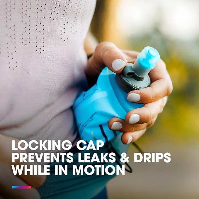 HydraPak PocketFlask 500ml - Compressible, Low Profile Soft Flask Water Bottle, Ideal Fit for Run Belts and Form Fitting Pockets with Locking Cap (500ml / 17oz)