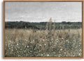 OIQArtOIQ Vintage Framed Wall Art Wildflower Field Meadow Canvas Art Prints by OIQArtOIQ