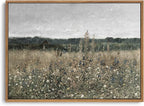 OIQArtOIQ Vintage Framed Wall Art Wildflower Field Meadow Canvas Art Prints by OIQArtOIQ