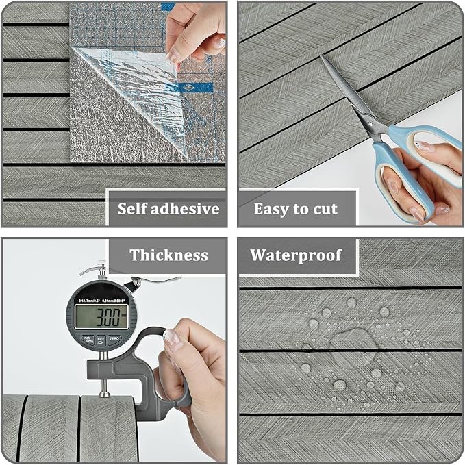 Grey Wood Wall Slat Panels Peel and Stick 3D Textured Fluted Wood Panels - Image 5