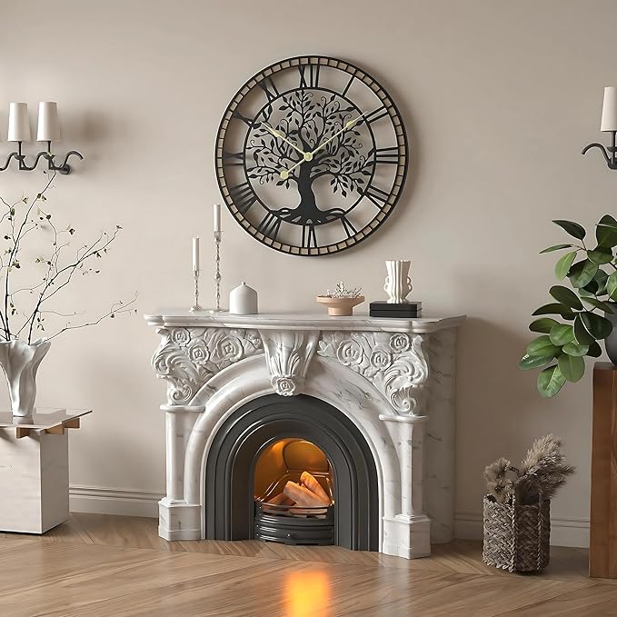 Micasso Rustic Oversize Wall Clock: 35Inch Farmhouse Tree of Life Metal - Image 6