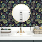 Vintage Boho Wallpaper Peel and Stick, Dark Purple/Green Gothic Floral Contact - Image 4