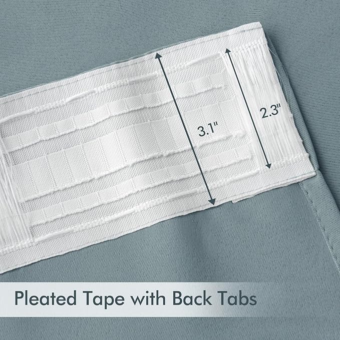 MIULEE Slate Blue Back Tab Blackout Curtains 63 Inch Length 2 Panels Set - Image 4