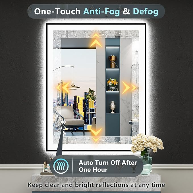 36x36 Black Framed LED Bathroom Mirror - Image 6