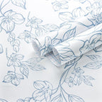 Ismoon Vintage Floral Peel and Stick Wallpaper White and Blue Wallpapaer by Ismoon
