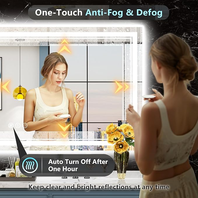 77x36 LED Bathroom Mirror with Lights, Backlit and Front Lit Anti-Fog Lighted - Image 5