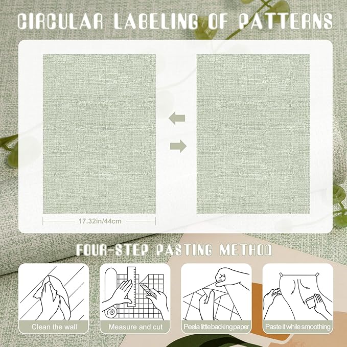 Amiya Grasscloth Wallpaper 17.3"x120" Sage Green Peel and Stick Faux Fabric - Image 12