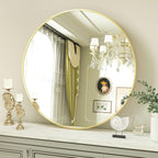 VooBang Round Mirror 23.6" Gold Wall Mounted Circle Mirrors Vanity Mirror by VooBang