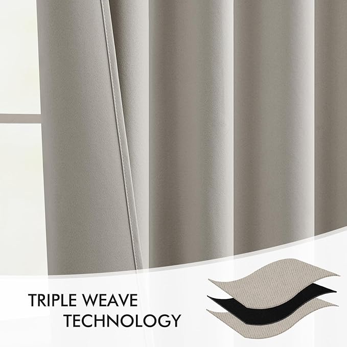 MIULEE Natural Back Tab Blackout Curtains 108 Inch Long 2 Panels Set - Image 7