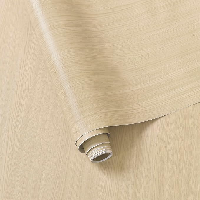 BOMENG Large White Oak Wood Wallpaper Light Oak Contact Paper Peel and Stick by BOMENG