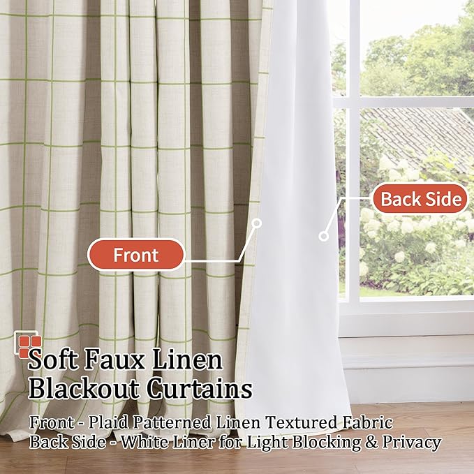 Lajode Sage Green Linen Blackout Curtains - Image 3
