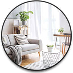 Itrue 30 Inch Round Wall Mirror, Brushed Black Metal Frame Circle Bathroom - Image 7