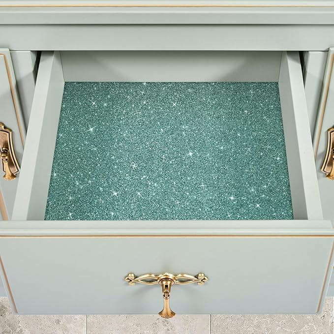 CRE8TIVE 8"x354" Light Teal Glitter Wallpaper Border Peel and Stick Wall Border - Image 4