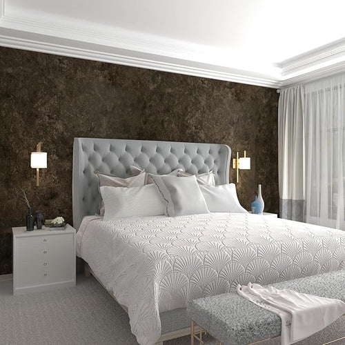 3yecao 48"×197" Big Roll Long Size Dark Brown Tan Grey Concrete Wallpaper Peel by 3YECAO
