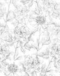 JiffDiff Peel and Stick Wallpaper Black and White Floral Wall Paper 17.3" x by wallpaper