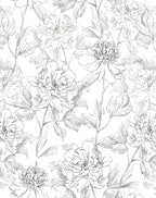 JiffDiff Peel and Stick Wallpaper Black and White Floral Wall Paper 17.3" x by wallpaper