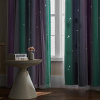 XiDi Curtains for Bedroom Decor, Rainbow Purplgreen grey34/45 - Image 5