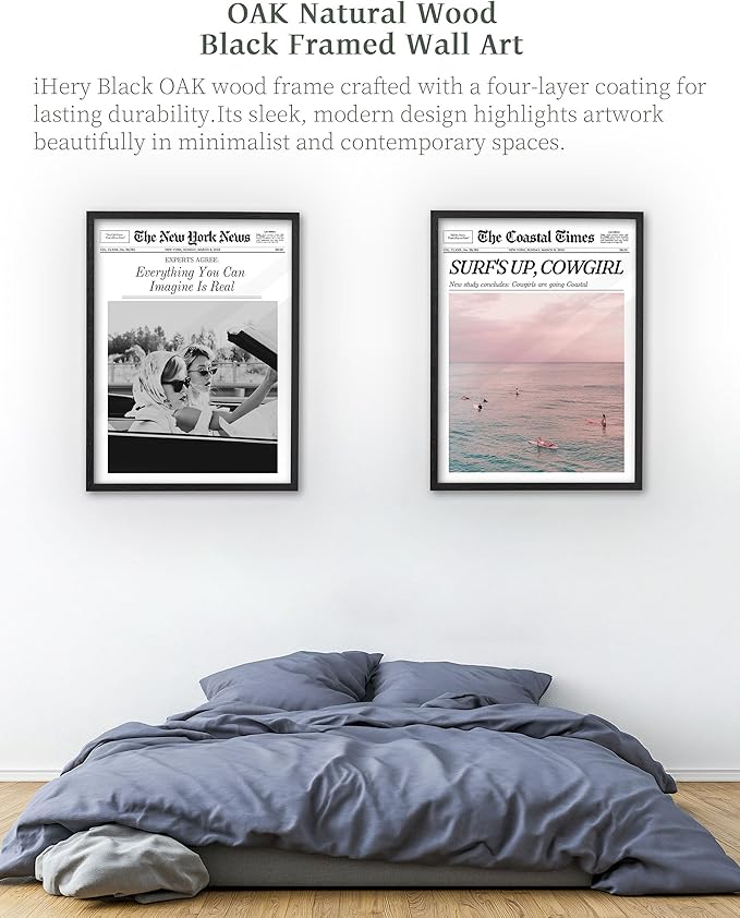 iHery Premium Natural Black OAK Wood 16x20in Surf’s Up Coastal Cowgirl Trendy - Image 7