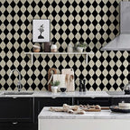 Simon&Siff Retro Checkered Peel and Stick Wallpaper Black and White Cream - Image 8