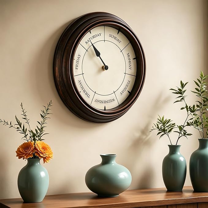 12-Inch Day of Week Wall Clock, Decorative Retirement Clock Gift - Image 4