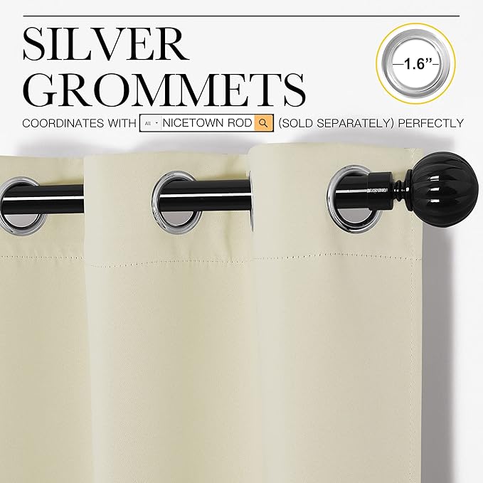 NICETOWN Beige Room Darkening Curtains 78" Long - Image 3