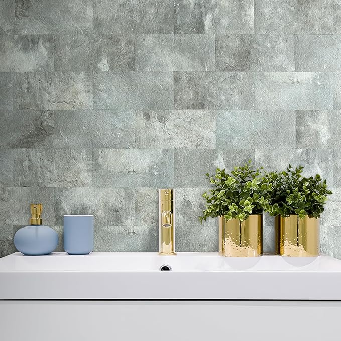 AULIGET 20-Piece Mountain Rock Peel and Stick Backsplash Wall Tiles, Laundry - Image 6