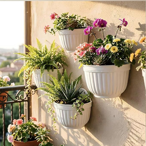 5 Pack Resin Wall Hanging Planter Pot Vertical Garden Living Wall Mount Window - Image 2