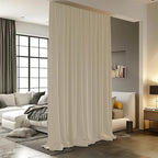 Room Divider Curtains for Ceiling Track Rod, 10 ft Wide x 7 ft Tall, Cream Beige by RoomDarkning
