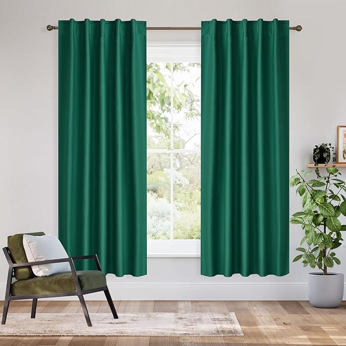 RYB HOME Bedroom Blackout Curtains 72 inches Long, 100% Blackout Thermal by RYBHOME