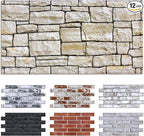 Commomy 12 pcs Faux Stone 3D Wall Panels Peel and Stick by CommomyDecor