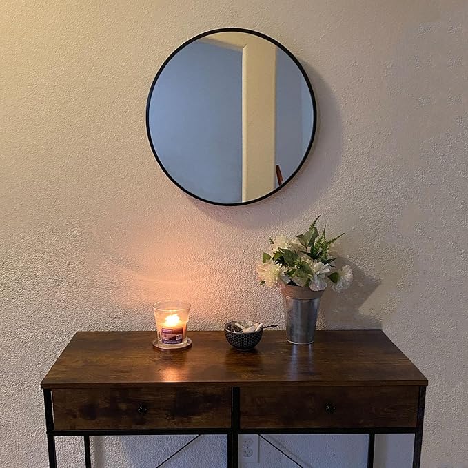 Oruii Black Circle Mirror, 20 inch Round Mirror Metal Frame, Living Room - Image 4