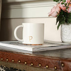 COLLECTIVE HOME - Monogram Ceramic Mugs, 15 oz Golden Initial Coffee Cups, Elegant Alphabet Tea Mugs, Elegant Personalized Mug with Gift Box, Luxurious Cups for Office and Home (p)