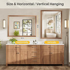 48x36 Inch Bathroom Mirror for Wall, Anti-Rust Walnut Wood Grain Metal Framed - Image 7
