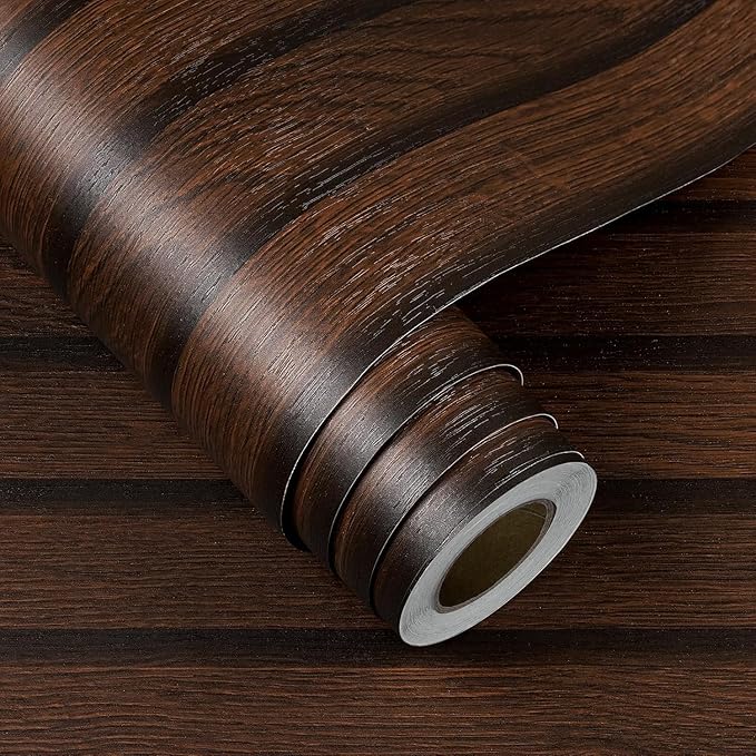 FunStick 36"x200" Dark Brown Slats Wood Peel and Stick Wallpaper Faux 3D Walnut - Image 7