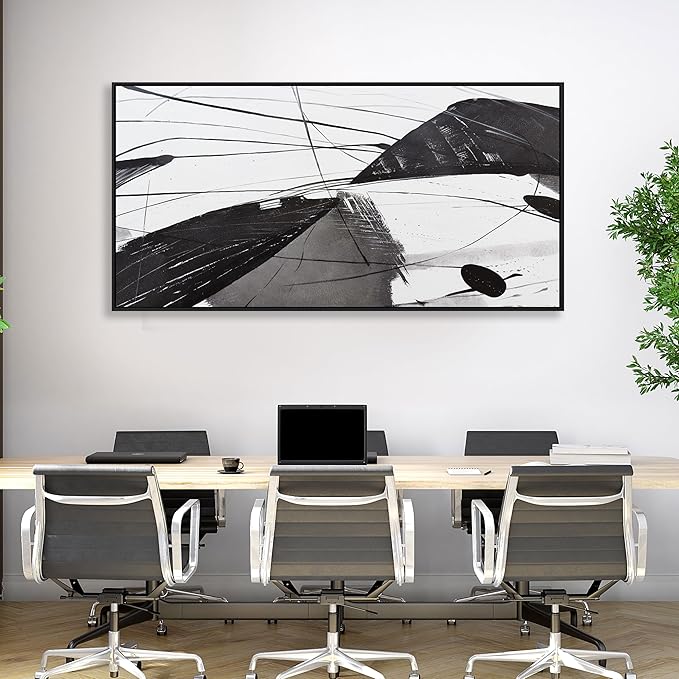 Abstract Canvas Art Home Wall Decor Black and White Abstract Wall Art Framed - Image 6