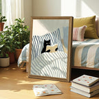 Fantasy Artists Reading Black Cat on Bed Wood Framed Wall Art, 16x24 Inches - Image 5