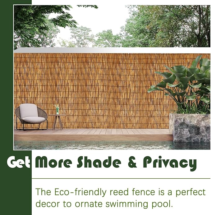 Barydat 1 Pcs 4 x 16.4 ft Reed Fence Roll, 85% Shade Bamboo Privacy Screen - Image 7