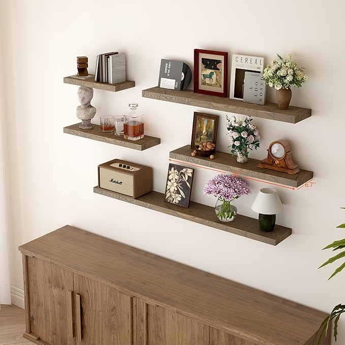 BGMG 30 inch Distressed Walnut Floating Shelves - Image 4