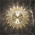 Gold Wall Clock 23 Inch Sunburst，Mid Century Decorative Wall Clocks Battery by HEBOIXHOMEDECOR