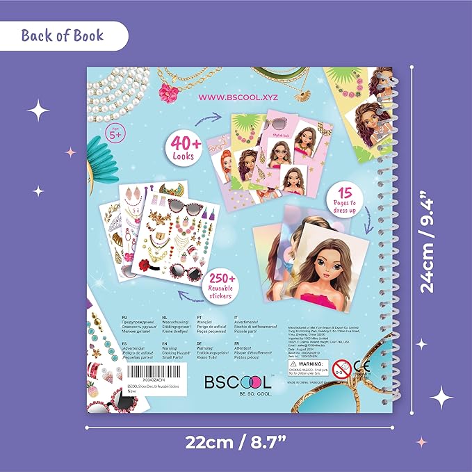 Sticker Stylish Dress up Jewelry. Sticker Activity Book for Kids. Learn Girls Fashion Design with Stickers and Guides for Kids 5 and up with 250+ Reusable Stickers. Christmas Gift for Girls