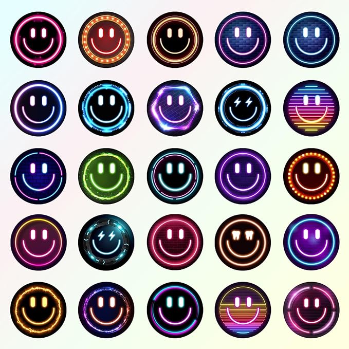 50PCS Smiling 50PCS Neon Stickers, Cute Water Bottle Stickers for Kids, for Teaching Rewards, Notebooks, Stationery, Luggage, Cartoon PVC Happy Stickers