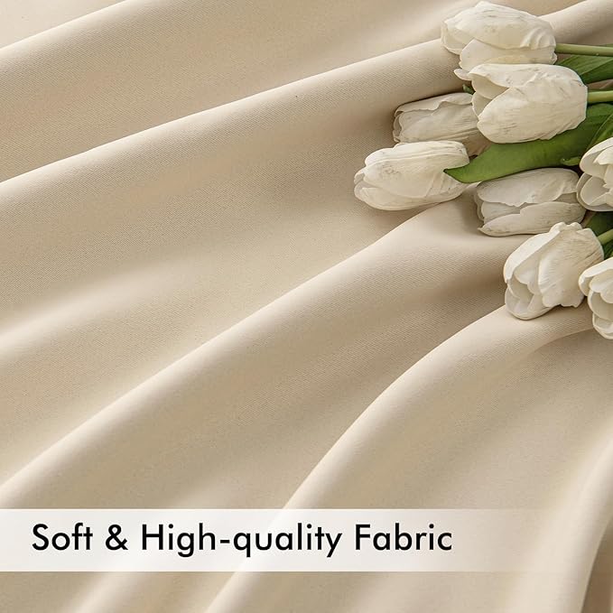 MIULEE Cream Beige Back Tab Light Blocking Curtains 84 Inch Length 2 Panels Set - Image 6