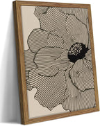 Framed Abstract Floral Wall Art, Neutral Lines Flower Canvas Wall Decor Painting by Unknown