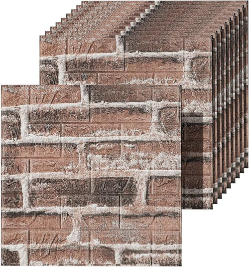 40 PCS 3D Wall Panels Peel and Stick Faux Foam 11.8"*11.8" Red Brick Color by Umedol