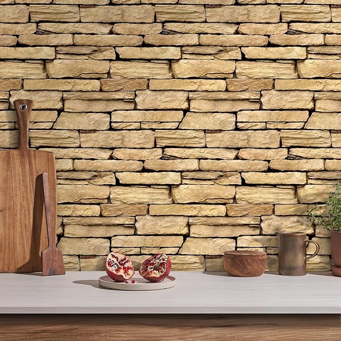 3D Peel and Stick Faux Stone Wall Panels 11.8" x 11.8" 10-Pack, Stone-Look Wall - Image 2